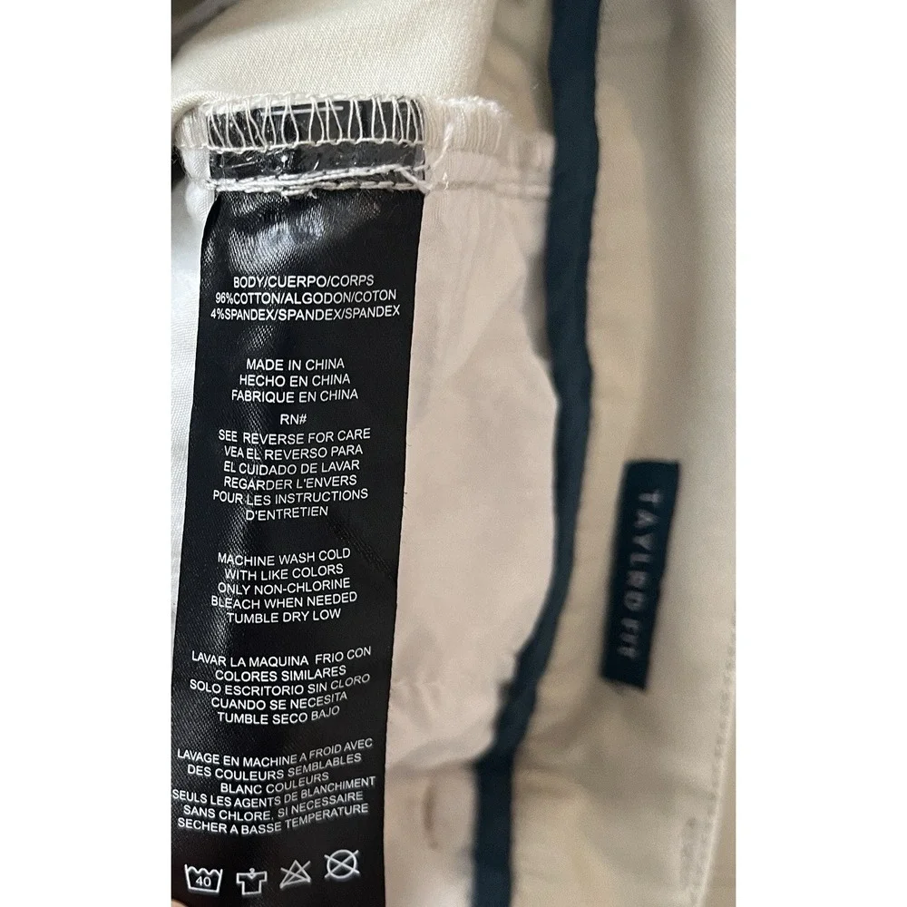 Taylrd Men's Size 36 x 32 Taylrd Fit Khaki Beige Pants‎ Capsule 96% Cotton